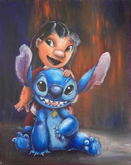 Acrylic on canvas fan art Lilo and Stitch