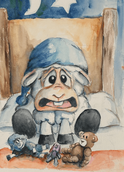 Timid Sheep Children's Book Watercolor