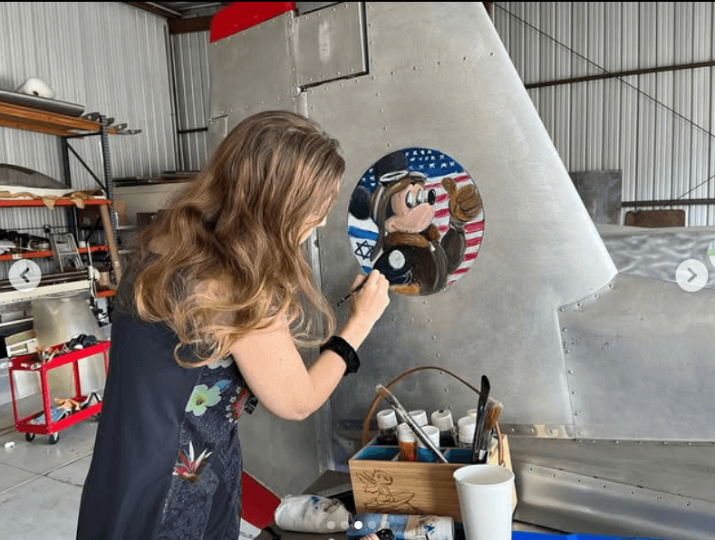 Artist at Work_ Mickey Mouse Pilot Tail Art in Progress with One Shot Paint