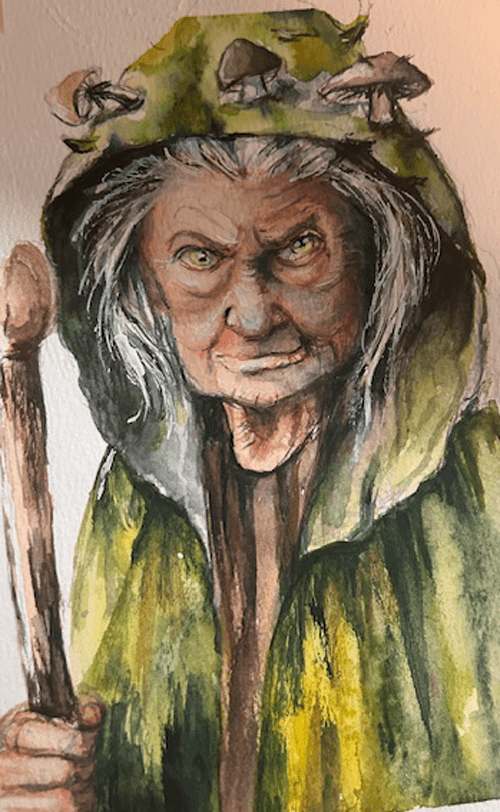 Watercolor Old Lady Of The Wood
