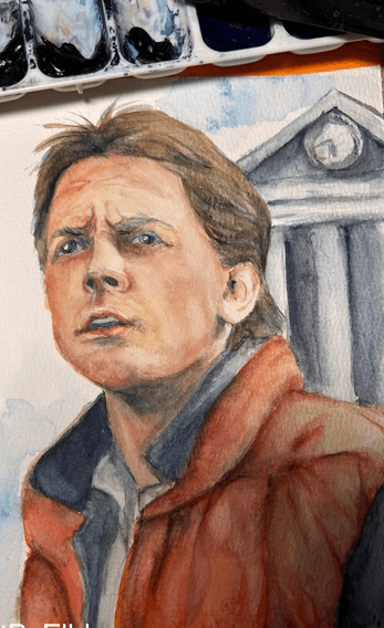 Watercolor Art Inspired by Back to the Future